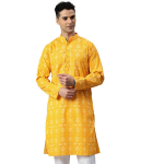Heritage Motif Cotton Mandarin Collar Long Sleeve