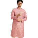 Printed Cotton Blend Ethnic Collar Festive Style