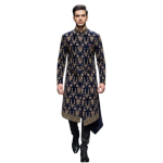 Navy Royal Embroidered Wedding Mandarin Collar Ensemble