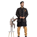 Sapphire Floral Jacquard Silk Churidar Wedding Ensemble