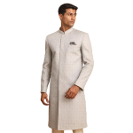Men's Grey Imported Jacquard Traditional Sherwani Top