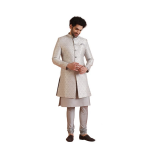 Men's Royal Textured Silk Wedding Sherwani Set