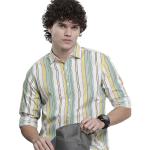 Green Yellow Printed Regular Fit Casual Shirt