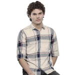 Blue Checkered Regular Fit Polycotton Shirt