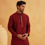 Maroon Paisley Heritage Ethnic Fit Pattern