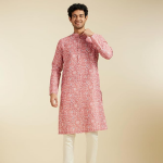 Printed Cotton Blend Ethnic Collar Festive Style