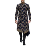 Navy Royal Embroidered Wedding Mandarin Collar Ensemble