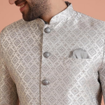 Men's Royal Textured Silk Wedding Sherwani Set