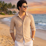 Beige Linen Full Sleeve Relaxed Casual Shirt
