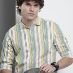 Green Yellow Printed Regular Fit Casual Shirt