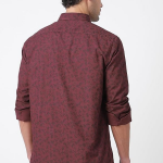 Beige Printed Slub Cotton Full Sleeve Shirt