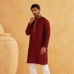 Maroon Paisley Heritage Ethnic Fit Pattern