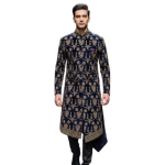 Navy Royal Embroidered Wedding Mandarin Collar Ensemble