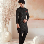 Royal Textured Mandarin Collar Tailored Trouser Ensemble