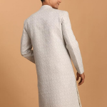 Men's Grey Imported Jacquard Traditional Sherwani Top