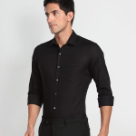 Arrow Black Slim Fit Cotton Formal Shirt