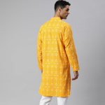Heritage Motif Cotton Mandarin Collar Long Sleeve