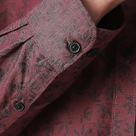 Beige Printed Slub Cotton Full Sleeve Shirt
